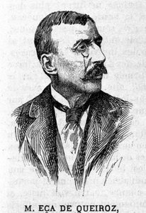 Porträt des portugiesischen Schriftstellers und Diplomaten José Maria de Eça de Queirós (1845-1900). Gravur des 19. Jahrhunderts