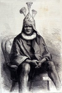 Porträt des Zulu-Königs Cetshwayo (1826-1884). Kupferstich des 19. Jahrhunderts