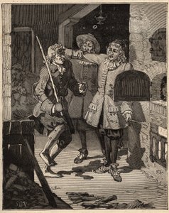 Töpferei: Pfeifenerde (feine Fayence). Der Engländer John Astbury (1688-1743) kam zu den Brüdern John Philip und David Elers, um ihnen das Geheimnis der neuen weißen Fayence zu stehlen. Gravur von 1885 in „Les arts et métiers illustrés“ von Adolphe Bitard. von Unknown artist