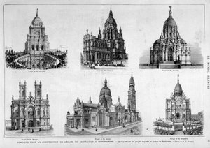 Entwürfe für den Wettbewerb der Kirche Sacré-Cœur in Montmartre - in „Die illustrierte Welt“ vom 25.07.1874 von Unknown artist