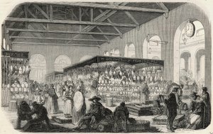 Quai des Augustins: Marche de la Vallée - Gravur in „Tableau-de-Paris“ von Edmond Texier von Unknown artist