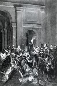 Darstellung einer Exorzismusszene. Illustration aus dem 19. Jahrhundert. von Unknown artist