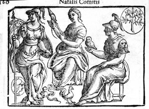Darstellung der Göttin Athena. Gravur aus „Mythologiae sive explicationes fabularum“ von Natalis Comitis. 1637. von Unknown artist