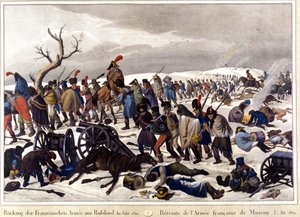 Rückzug der französischen Armee aus Moskau im Jahr 1812. Gravur aus dem 19. Jahrhundert von Unknown artist