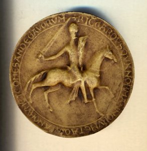 Richard I. Löwenherz (1157 - 1199) auf einem Gegenbalken