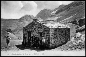 Weg zum Hafen von Gavarnie: das Schutzhaus - Postkarte, Ende des 19. Jahrhunderts von Unknown artist