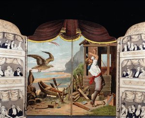 Robinson Crusoe baut seine Hütte, um 1890. Roman von Daniel Defoe (1660 - 1731)