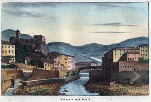 Rovereto Stadt in Trentino im Norden Italiens - 19. Jahrhundert - Gravur aus „Usi e Costumi di Tutti i Popoli dell