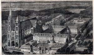 Königliches Haus von Saint-Louis (Haus der Bildung der Ehrenlegion) in Saint Denis nahe der Kathedrale - Gravur um 1867