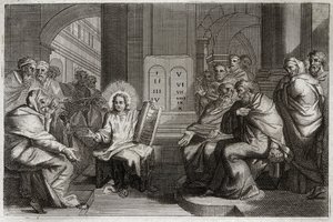 Royaumont-Bibel, Neues Testament: Jesus im Tempel unter den Gelehrten. von Unknown artist