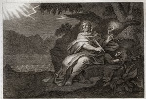 Bibel von Royaumont, Neues Testament: Der Evangelist Johannes mit dem Adler. Illustration von 1811.