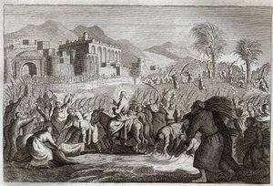 Royaumont-Bibel, Neues Testament: Triumph von Jesus Christus. Jesu Einzug in Jerusalem. Illustration von 1811