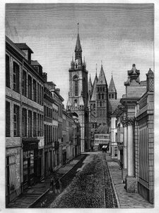 Rue Saint Martin (Abbaye Saint Martin) in Tournay (Tournai) in Belgien im Jahr 1882