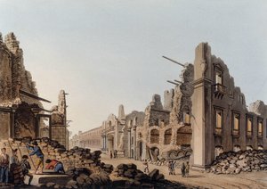 Ruinen durch das Erdbeben in Messina (Messina) im Jahr 1783 verursacht. In „Ansichten in den osmanischen Herrschaftsgebieten, in Europa, in Asien und einigen Mittelmeerinseln“ von Unknown artist