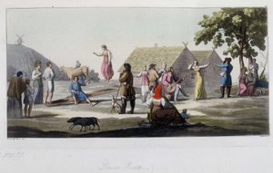 Russischer Tanz und Spiel. In „Das alte und moderne Kostüm“ 1819-1820, von Ferrario. von Unknown artist