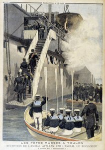 Russische Feste in Toulon: Empfang von Admiral Avellan durch Admiral de Boissoudy - in „Le Petit Journal“ von Unknown artist