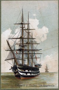 Segelfregatte Le Tourville im Jahr 1787. Chromolithographie des 19. Jahrhunderts