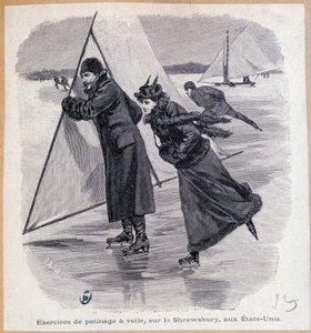 Segelübung auf dem Shrewsbury, USA, um 1890 - Gravur, Ende 19. Jahrhundert von Unknown artist