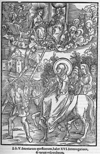 Heilige Brigitte von Schweden (1303-1373). Witwe, Gründerin des Ordens des Heiligen Erlösers. Gravur in „Memoriale effigiatum librorum prophetiarum seu visionum“ 1556. von Unknown artist