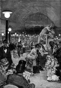 Skulpturensaal im Salon von 1879 im Palais des Champs-Elysées in Paris. Gravur in 