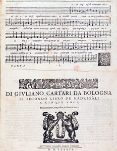 Notenblatt des Madrigals (2. Buch) von Giuliano Cartari aus Bologna