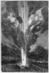 Geschosse, die auf den Mond abgefeuert werden - in „Reise von der Erde zum Mond“ von Jules Verne von Unknown artist