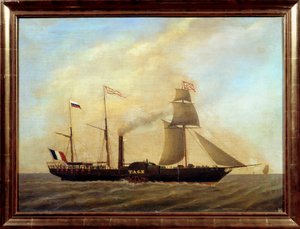 Schiff mit Klingen auf dem Fluss Tejo von Unknown artist
