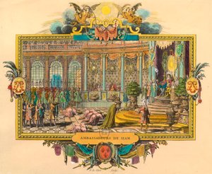 Siam-Botschafter am Hof von König Ludwig XIV. im Jahr 1686. Gravur. Privatsammlung von Unknown artist