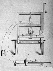 Skizze des ersten Telegraphen des amerikanischen Erfinders Samuel Finley Breese Morse (1791-1872). Gravur des 19. Jahrhunderts von Unknown artist