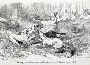 Sophie und der Wolf - in „Die Leiden der Sophie“ von der Gräfin von Ségur, Hachette
