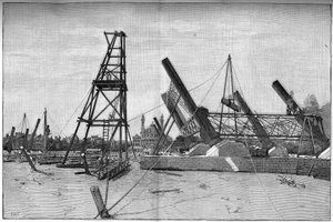Stand der Baustelle des Eiffelturms im Jahr 1887