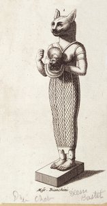 Statue der Göttin des Tanzes, Katzenkopf Bastet (Altes Ägypten). Göttin in der altägyptischen Religion von Unknown artist