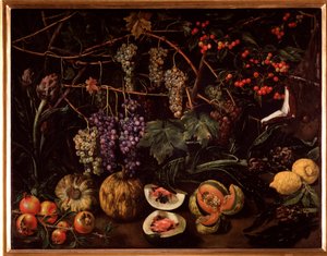 Stillleben mit Trauben und Kürbissen von Unknown artist