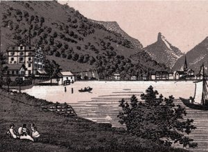 Schweiz: Ansicht der Stadt Flüelen. in „Die Welt illustriert 168 Ansichten“ Undatiert (spätes 19. Jahrhundert)