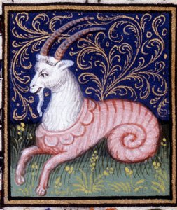 Der Steinbock. Miniatur eines Horoskops. Manuskript aus dem 15. Jahrhundert. Bibl. Trivulziana, Mailand von Unknown artist