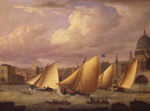 Die Cumberland-Flotte beim Rennen über die London Bridge von Unknown