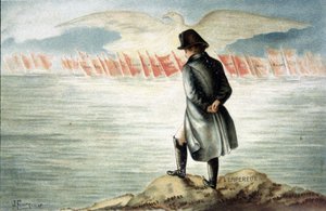 Der Kaiser auf St. Helena. Chromolithographie des 19. Jahrhunderts.
