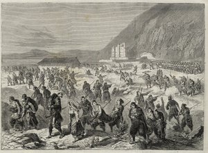 Der Aufstand in Dalmatien (die Bocche di Cattaro) - Aufstand gegen die von der österreichischen Regierung auferlegte Wehrpflicht - EREIGNISSE IN DALMATIEN. AUFSTÄNDISCHE GREIFEN DAS STAATLICHE TRINITÄTSFORT AN, IN DER NÄHE VON CATARO (Bucht von Kotor) - Bu von Unknown artist