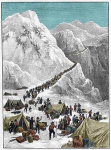 Der Klondike-Goldrausch - Goldsucher überqueren den Chilkoot-Pass während des Alaskanischen Goldrauschs