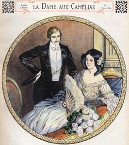 Die Kameliendame von Alexandre Dumas Jr., eine Illustration Ende des 19. Jahrhunderts nach dem Romanjournal