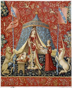 Die Dame mit dem Einhorn. Reproduktion eines Wandteppichs aus dem Jahr 1500 - Faksimile von Unknown artist