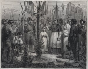 Die Pflanzung eines Freiheitsbaums während der Revolution - Gravur in „Les Fastes populaires, ou Histoire des actes heroiques du peuple et de son influence“