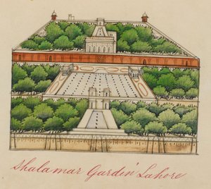 Die Shalimar-Gärten, 5 Meilen östlich von Lahore. Beschriftet: 