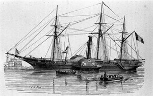Die Sphinx, das erste Dampfschiff der französischen Marine, gebaut 1830. Gravur aus dem 19. Jahrhundert. von Unknown artist