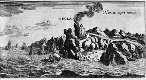 Der Vulkan Hekla an der Küste Islands - in Mundi Mirabilis Oeconomia von Johamm Zahn, sd. 1696. von Unknown artist