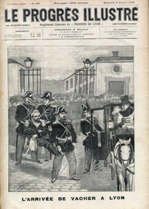 Die Ankunft von Joseph Vacher „Hirtenmörder“ (1869-1898) im Gefängnis von Lyon im Jahr 1898 - Titelblatt von „Der progressive-illustrierte“ vom 9. Januar 1898 von Unknown artist