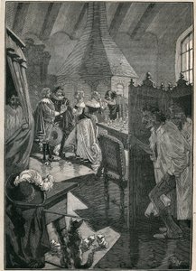 Die Kunst des Glases: die Glasmacher. Gravur von 1885 in „Les arts et métiers illustrés“ von Adolphe Bitard.