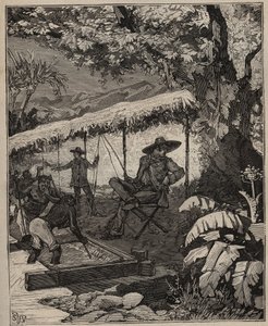 Die Kunst des Edelsteinschleifens: Diamantenwäsche in Brasilien in „Les arts et métiers illustrés“ von Adolphe Bitard im Jahr 1885 (Gravur).