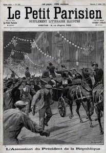 Die Ermordung des Präsidenten der Republik Sadi Carnot (1837-1894) durch den italienischen Anarchisten Sante Caserio am 24. Juni