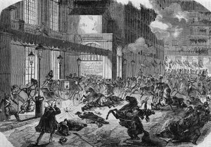 Der Angriff des italienischen Revolutionärs Felice Orsini (1819-1858) auf Napoleon III. in Paris.